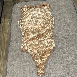 Skims Logo Velour Bodysuit